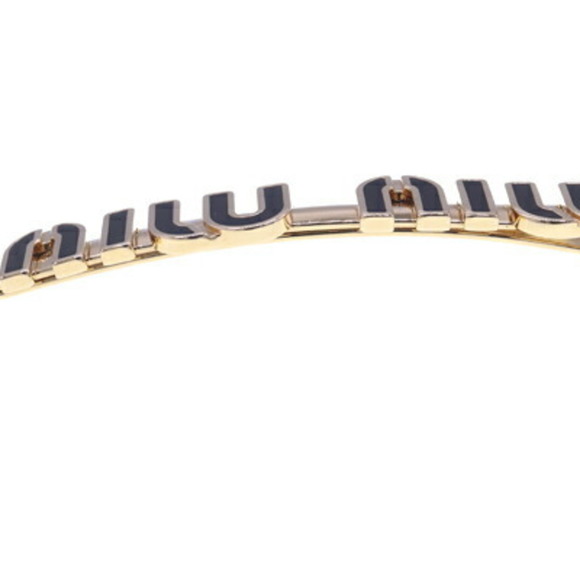 Miu Miu Miu Hairpin 5IF146 Black Gold Metal Enamel American Pin for Women MIU - Picture 3 of 5